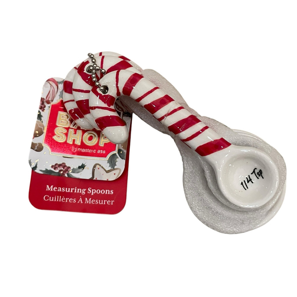 The BakeShop Candy Cane Measuring Spoons Holiday Kitchen NEW